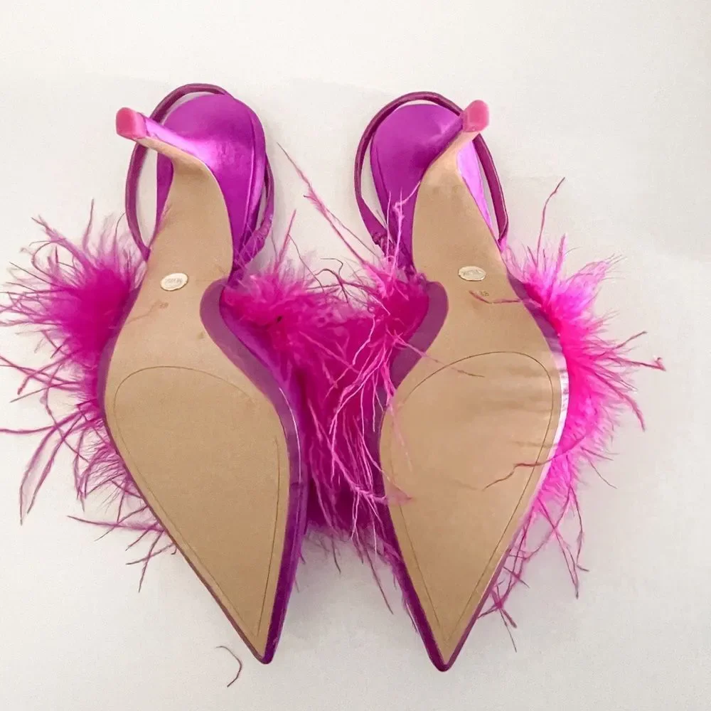 ❤️🔥Zara feathered fabric heeled shoes 038/42 - Picture 5 of 16